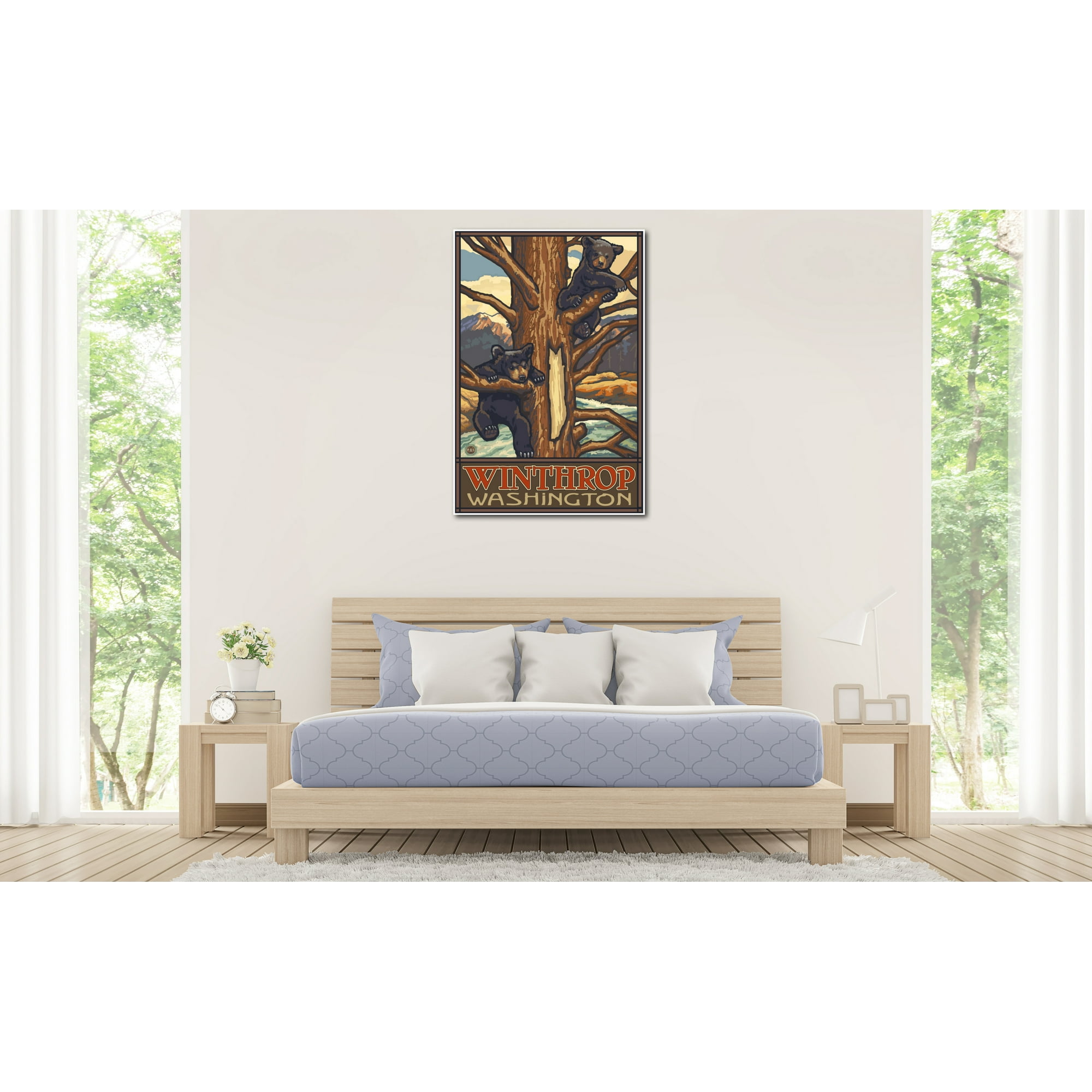 Winthrop Washington Two Black Bears Giclee Art Print Poster from Original Travel Artwork by Artist Paul A Lanquist